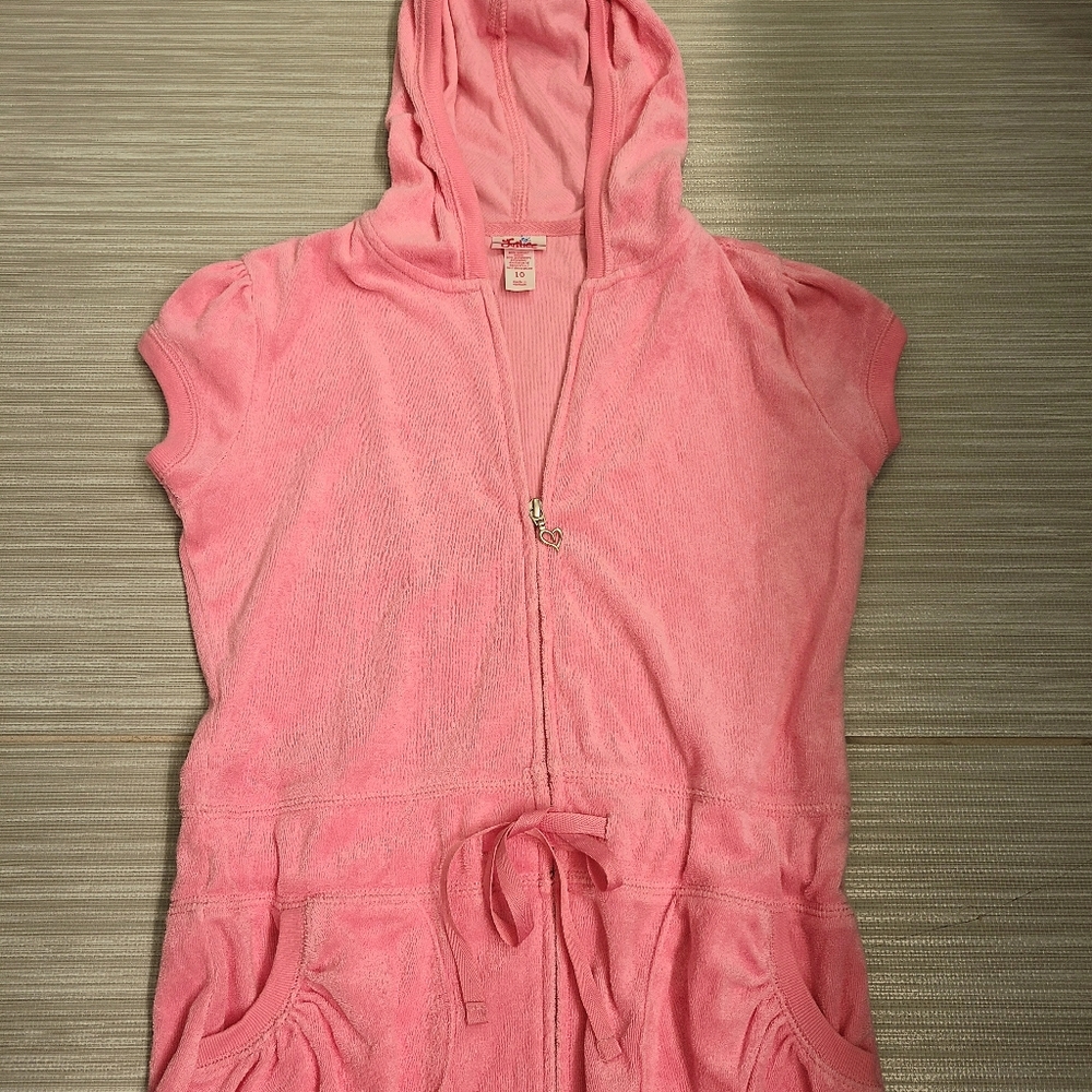 Girls Pink Zipper Justice hooded cover up size 10